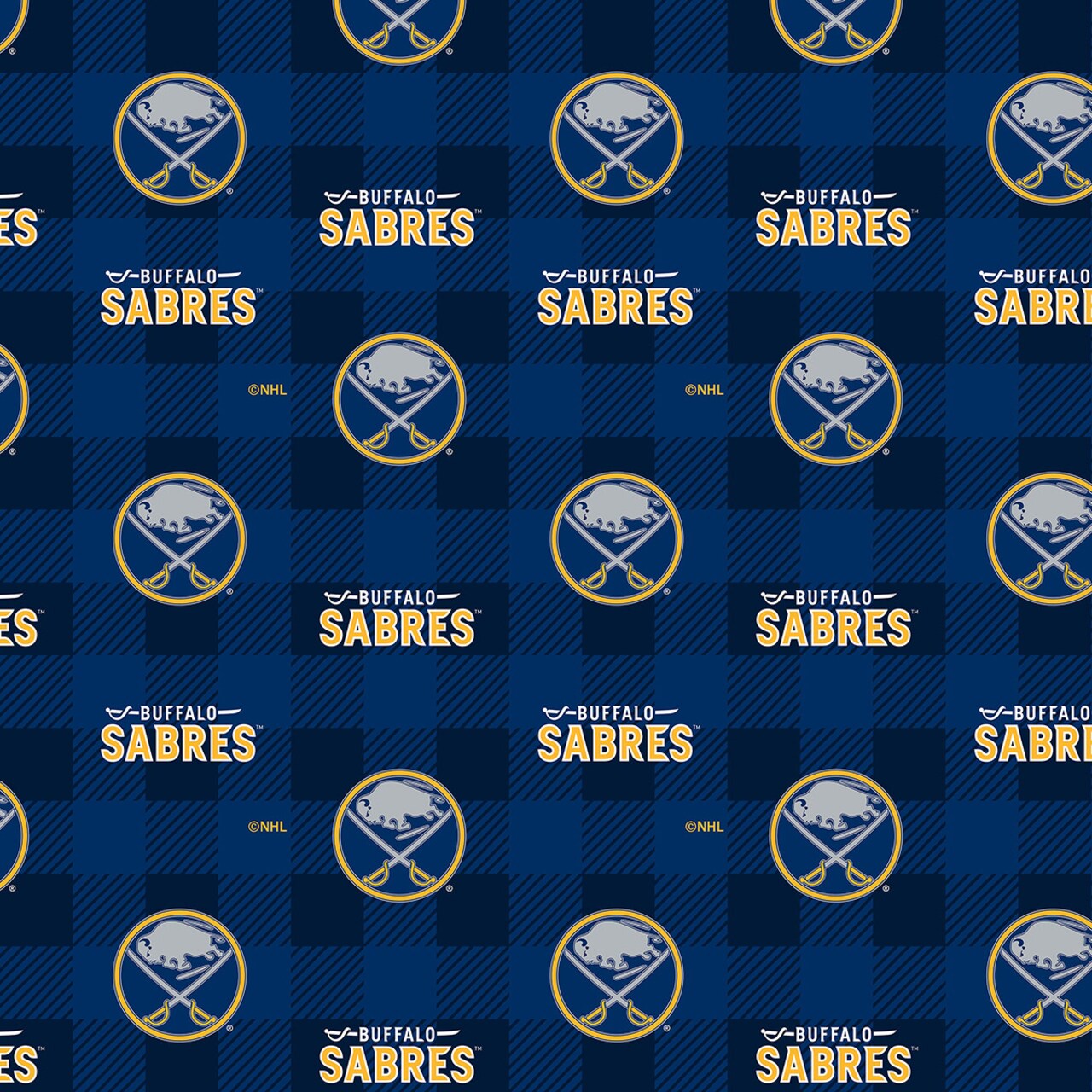 Sykel Enterprises NHL Team Fleece Blanket Fabric-Buffalo Sabers Buffalo Plaid Fleece Fabric